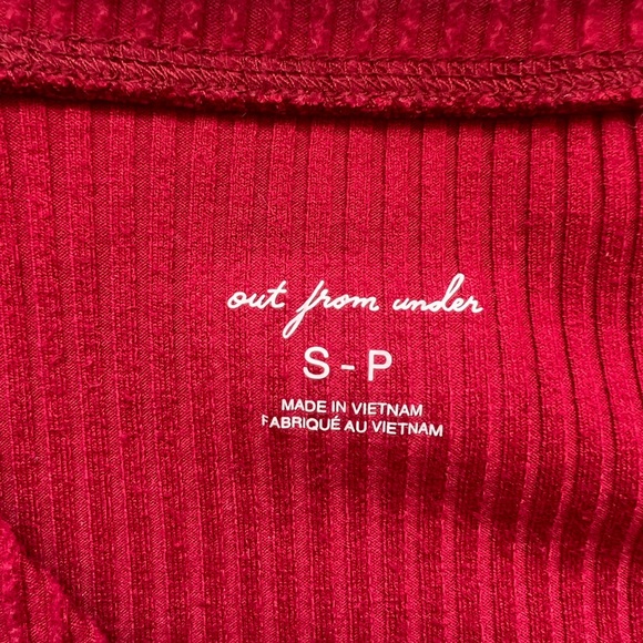 Red Ribbed Button-Up Cardigan - Picture 3 of 4